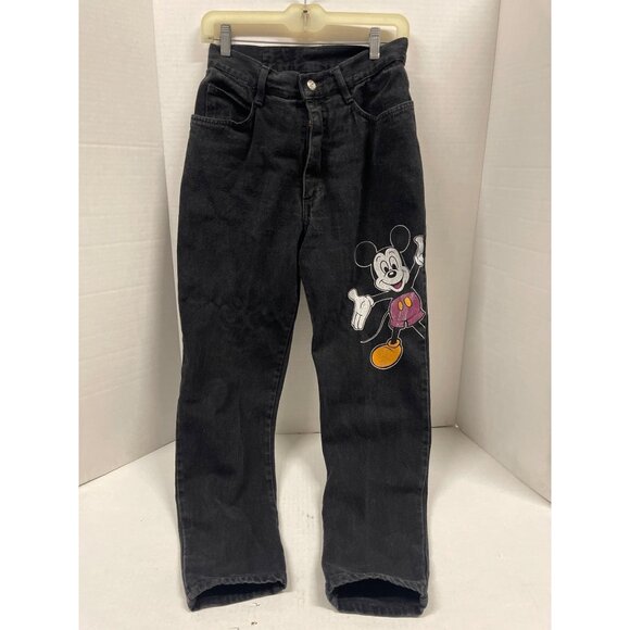Vintage Mickey Mouse Johnny Jeans apparel denim black size 11 misses - Picture 1 of 10